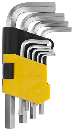 Набор имбусовых коротких ключей HEX 1,5-10мм 9 предметов STAYER MASTER 2740-H9