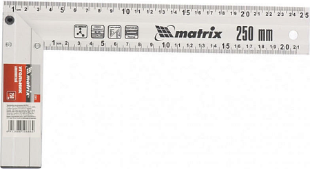 Угольник MATRIX 25 см с алюминиевым основанием 32471 [32471]
