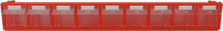 Пластиковый короб СТЕЛЛА -101 красный/прозрачный, 9 ячеек, кассета 600х68х76 мм [8313720429016]