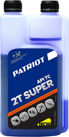 Масло для 2-тактных двигателей PATRIOT Super Active 2T 0,946 л полусинтетическое с дозатором [850030