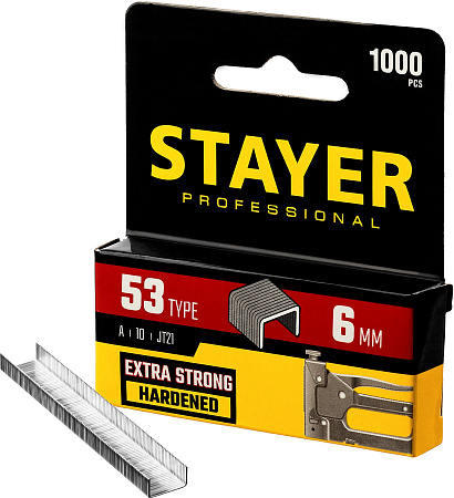 Скобы для степлера STAYER тип 53, 6 мм, 1000 шт
