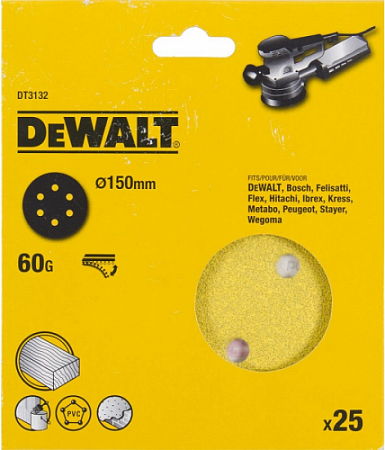 Диски на велюровой основе с отверстиями DeWALT DT3132-QZ 150 мм, 6 отв. G60 [DT3132-QZ]