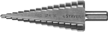 Сверло ступенчатое по металлу (4-30 мм; 14 ступеней; 100 мм) STAYER 29660-4-30-14